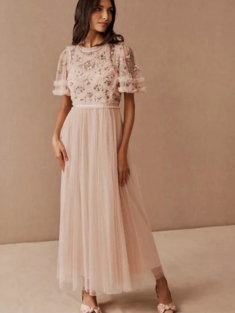 Needle & Thread Ophelia Bodice Pink Embroidered Gown